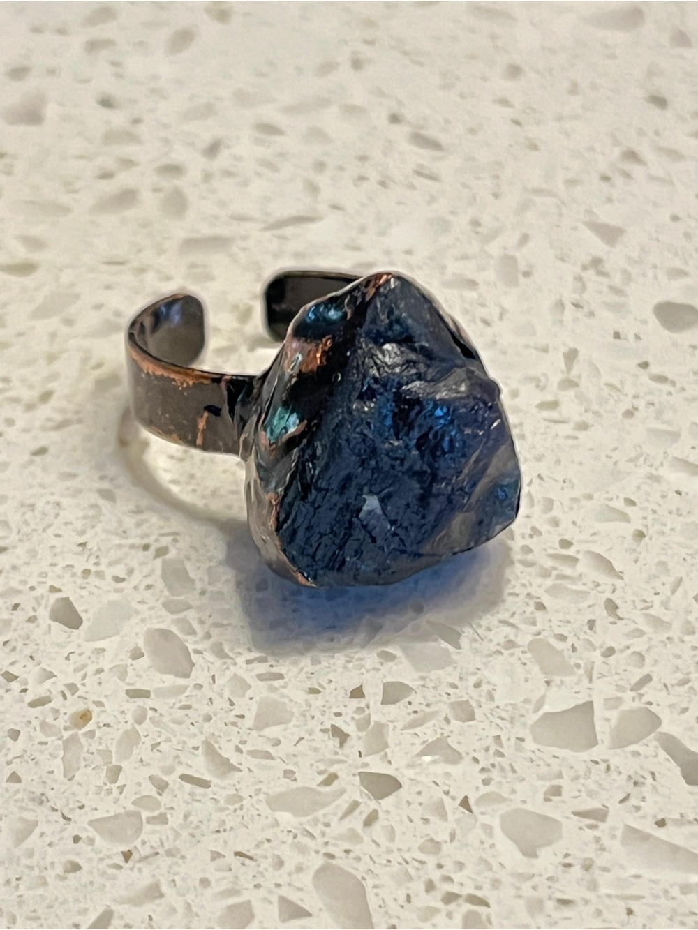 Retro Style Natural Crystals Cluster Big Statement Adjustable‎ Ring